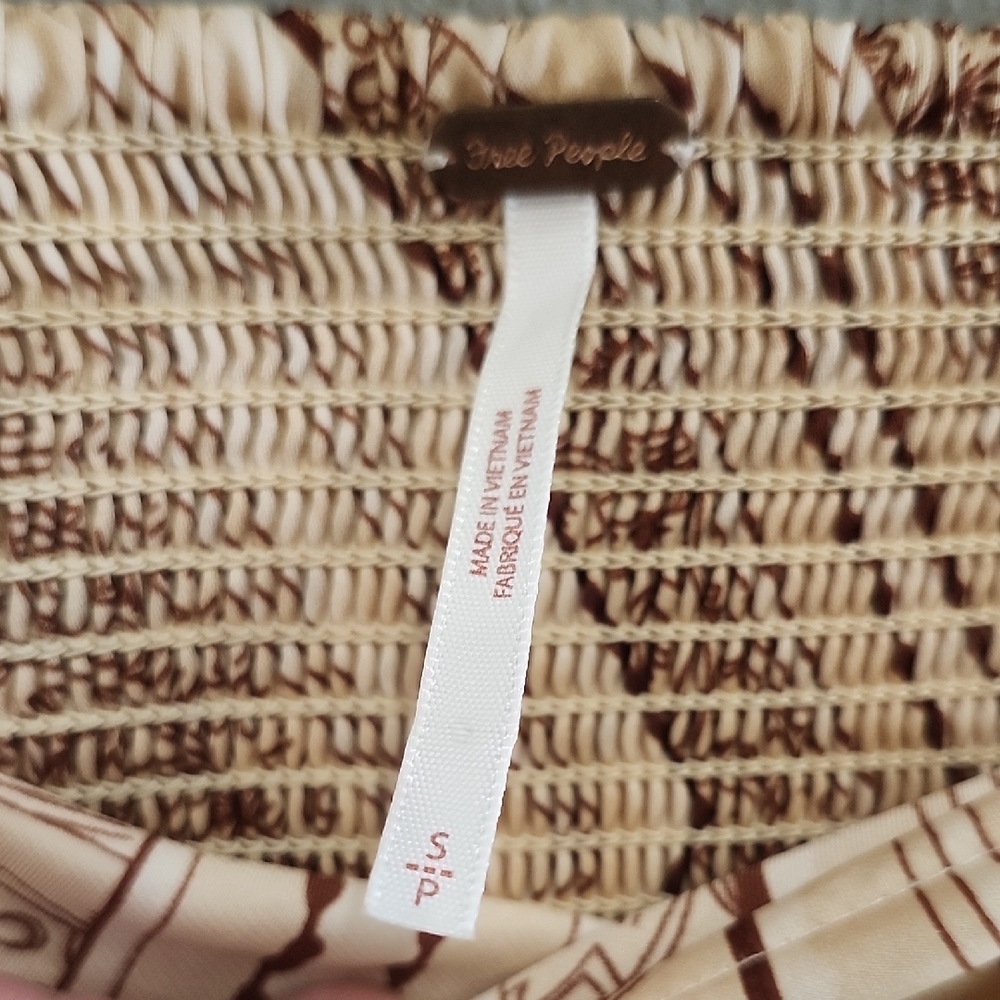 Free People Cream Brown Patchwork Patterned Strap… - image 2